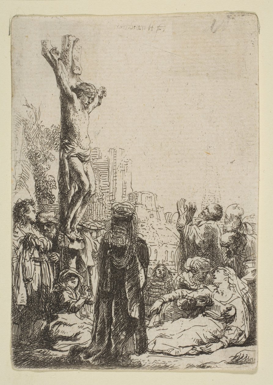 Korsfæstelsen: Lille tallerken, ca. 1635. af Rembrandt van Rijn