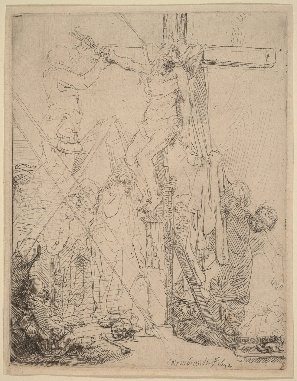 Nedtagelsen fra korset: en skitse af Rembrandt van Rijn