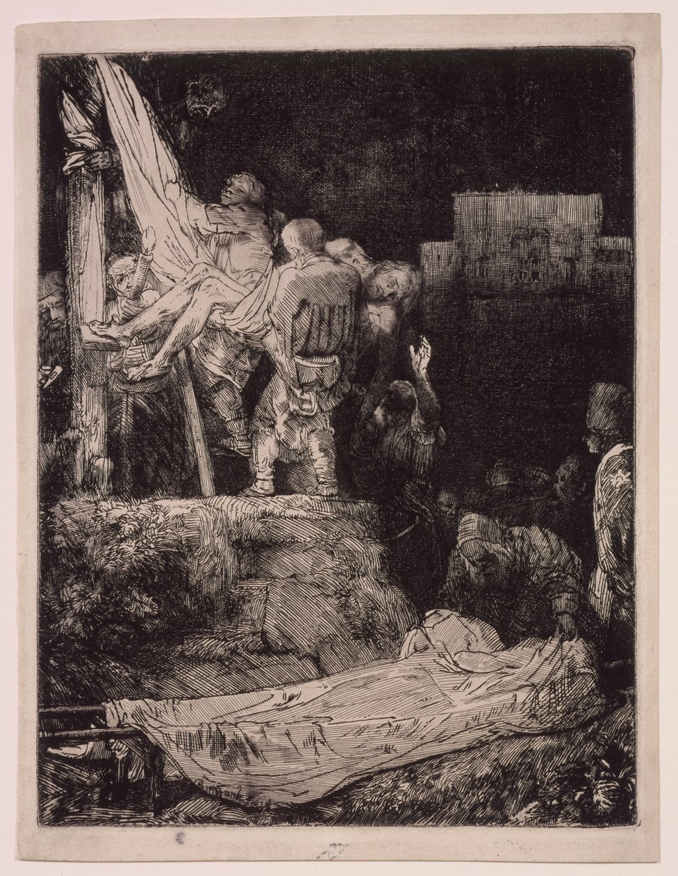 »Nedtagelsen fra korset« i fakkellys af Rembrandt van Rijn