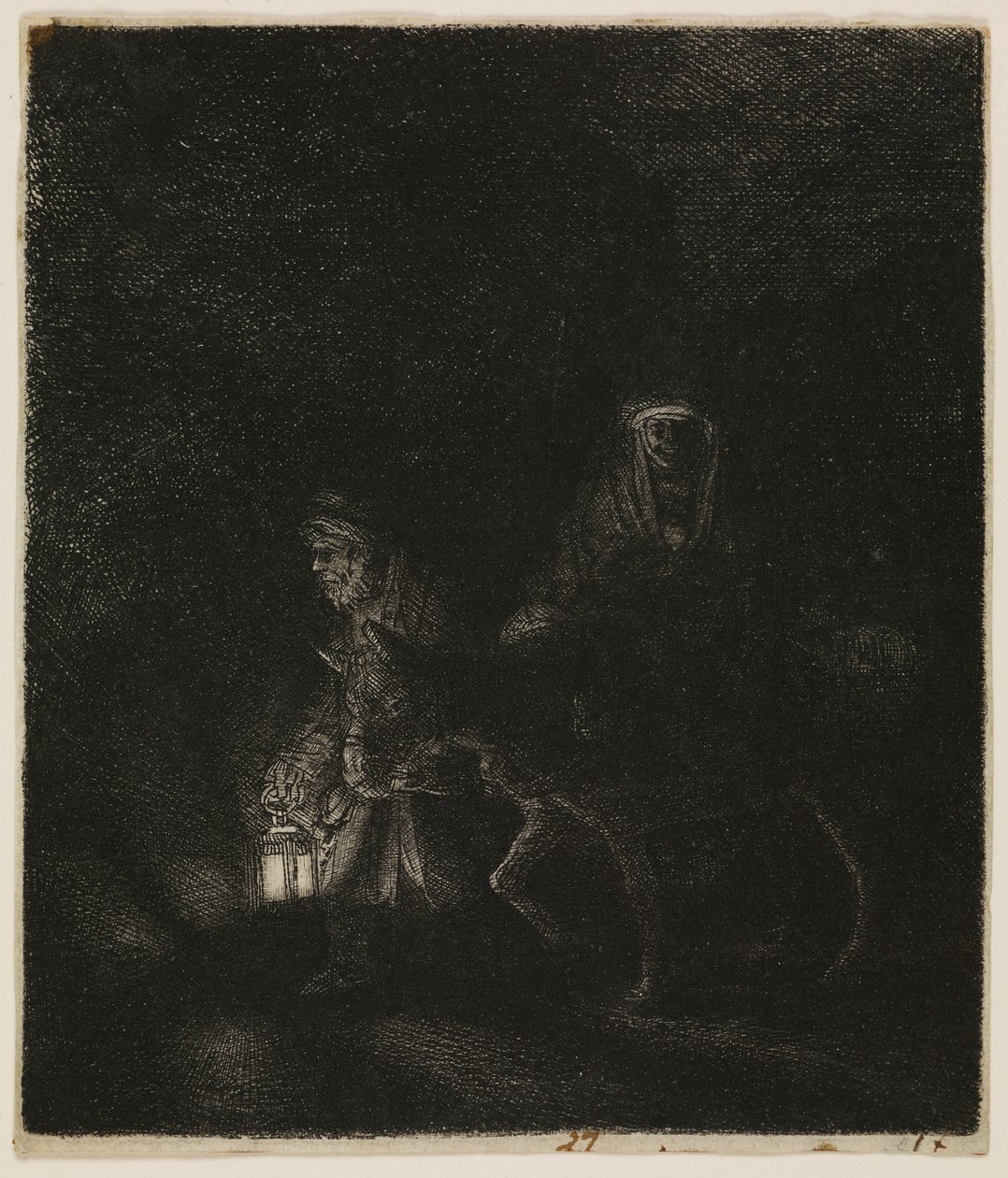 Flugten til Egypten (et natstykke) af Rembrandt van Rijn