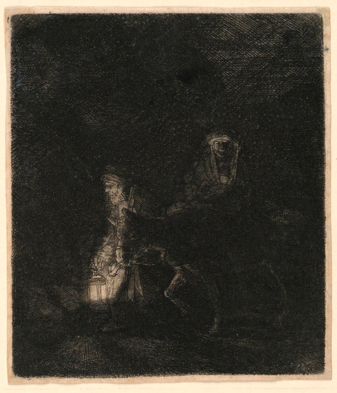 Flugten til Egypten: Et natstykke af Rembrandt van Rijn