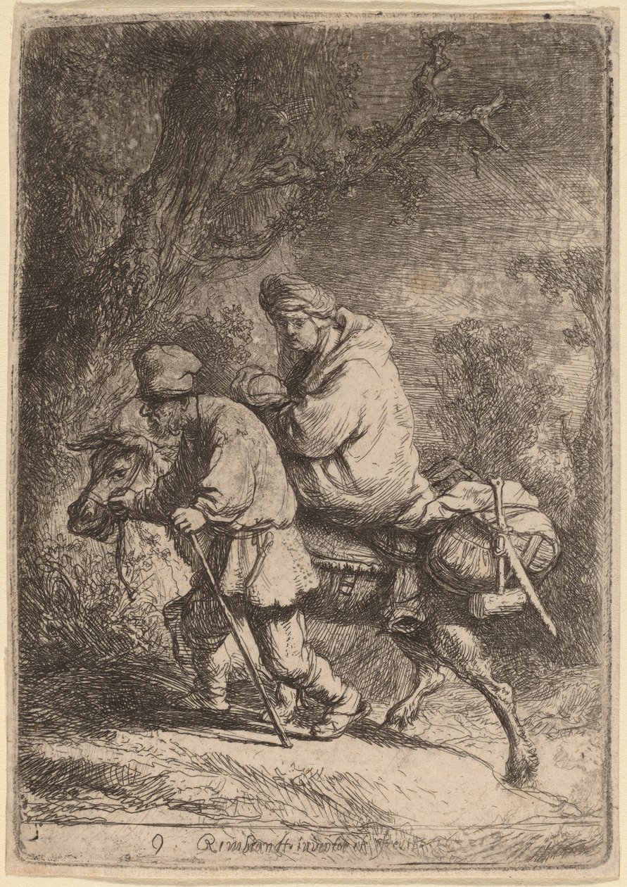 Flugten til Egypten: Lille af Rembrandt van Rijn