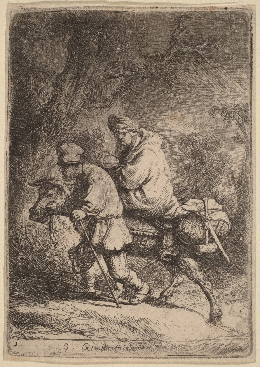 Flugten til Egypten: Lille af Rembrandt van Rijn