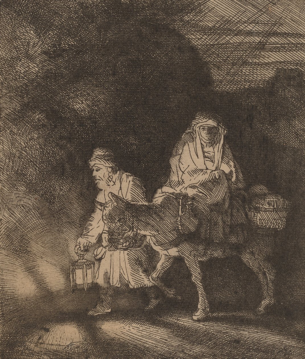 Flugten til Egypten: et natstykke, 1651. af Rembrandt van Rijn