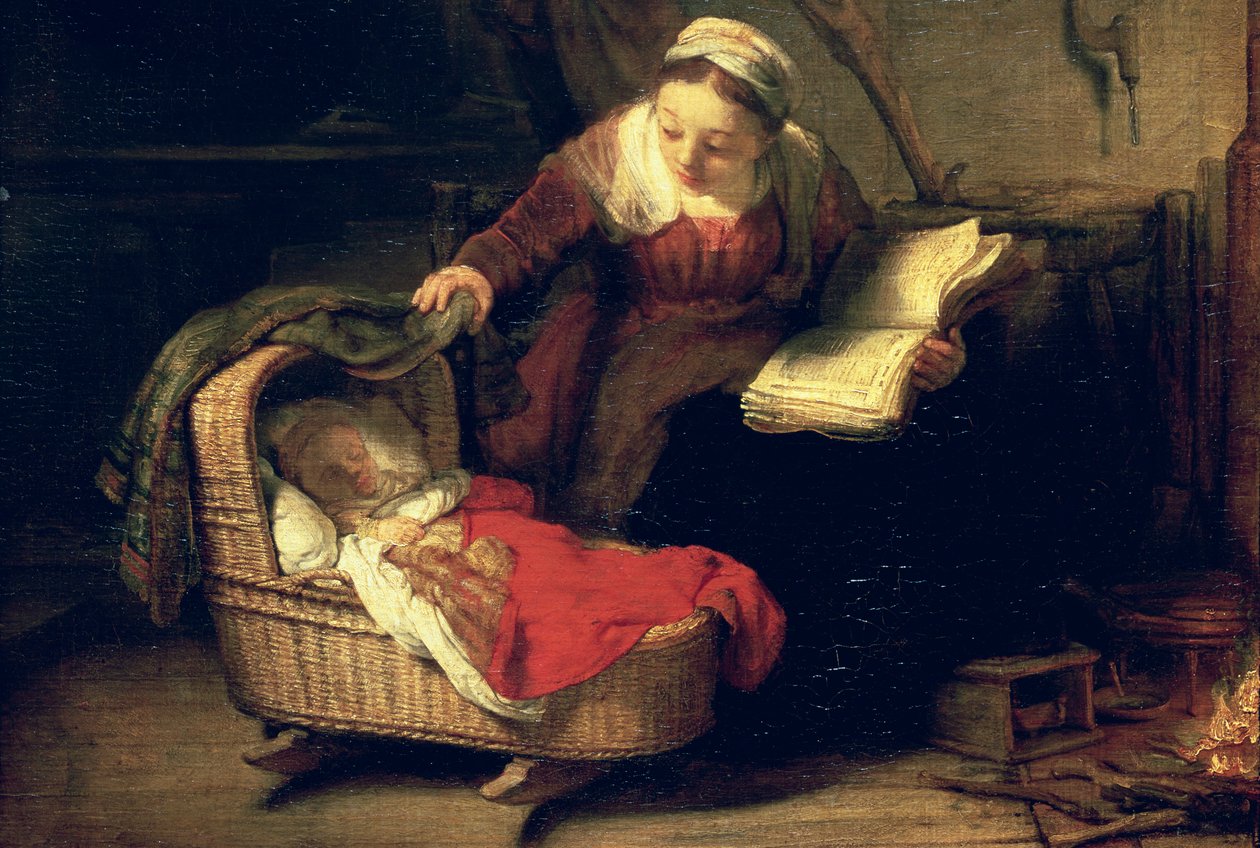 Den hellige familie, ca. 1645 (detalje af 38052) af Rembrandt van Rijn