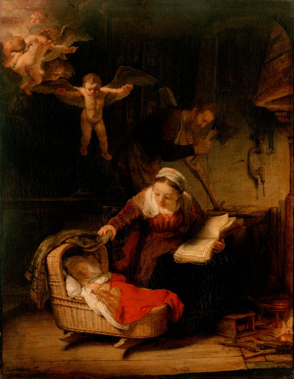 Den hellige familie med engle af Rembrandt van Rijn