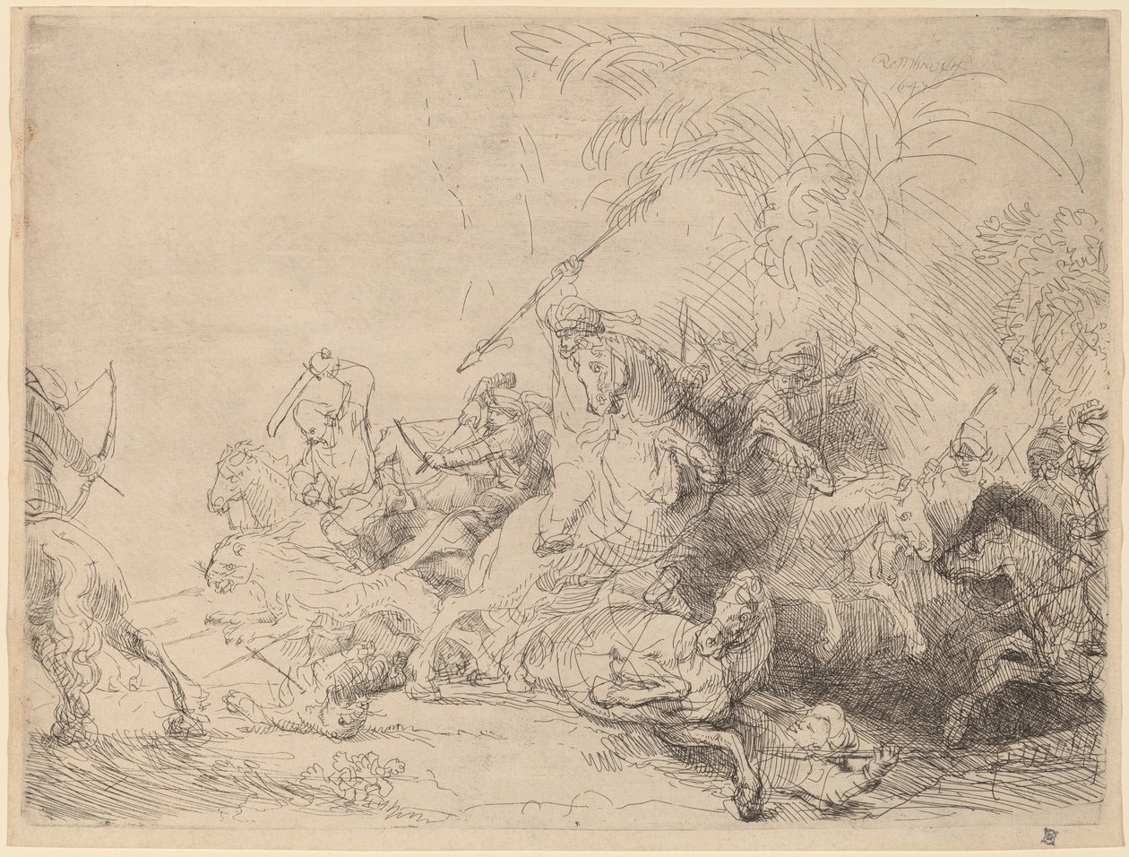 Den store løvejagt af Rembrandt van Rijn