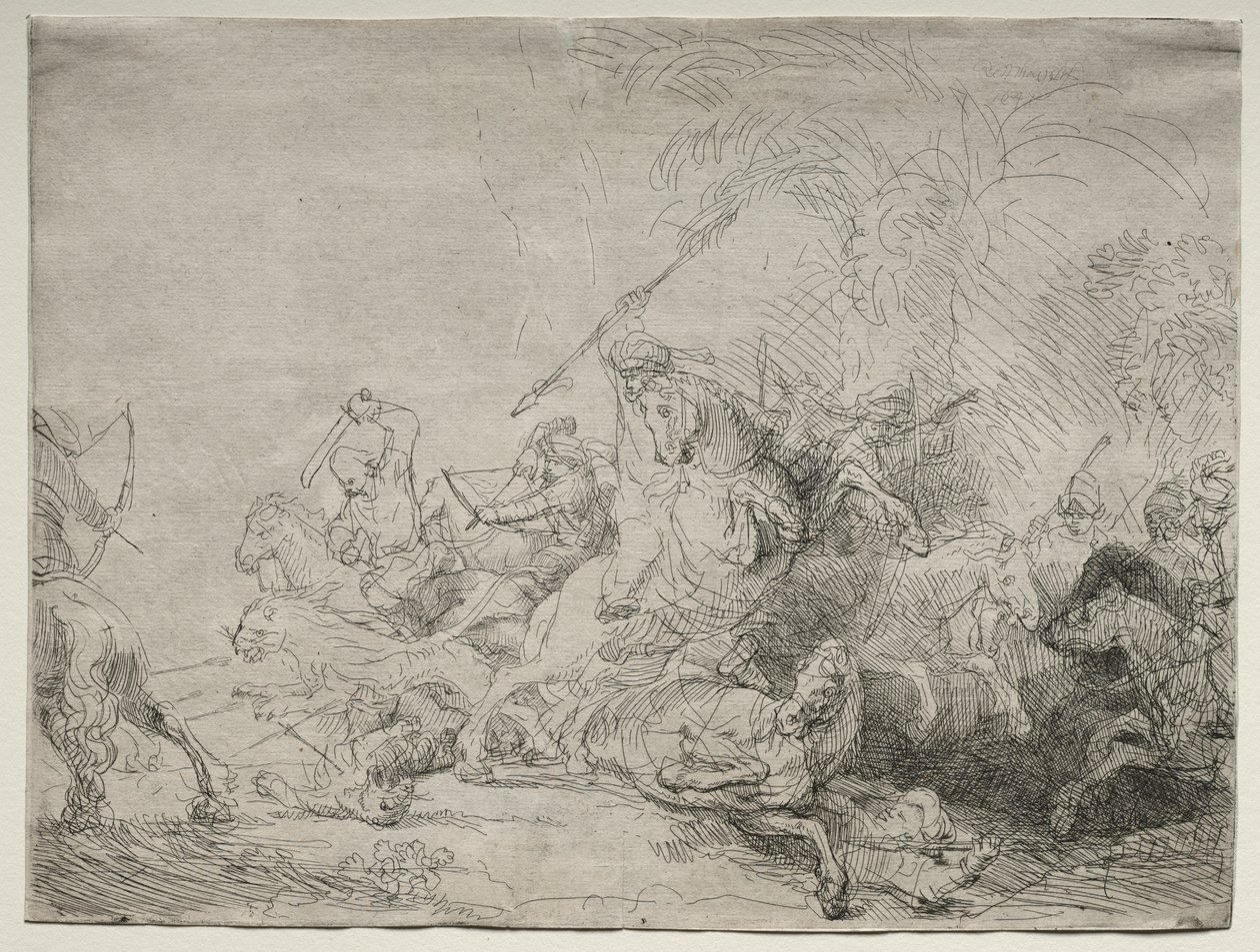Den store løvejagt af Rembrandt van Rijn