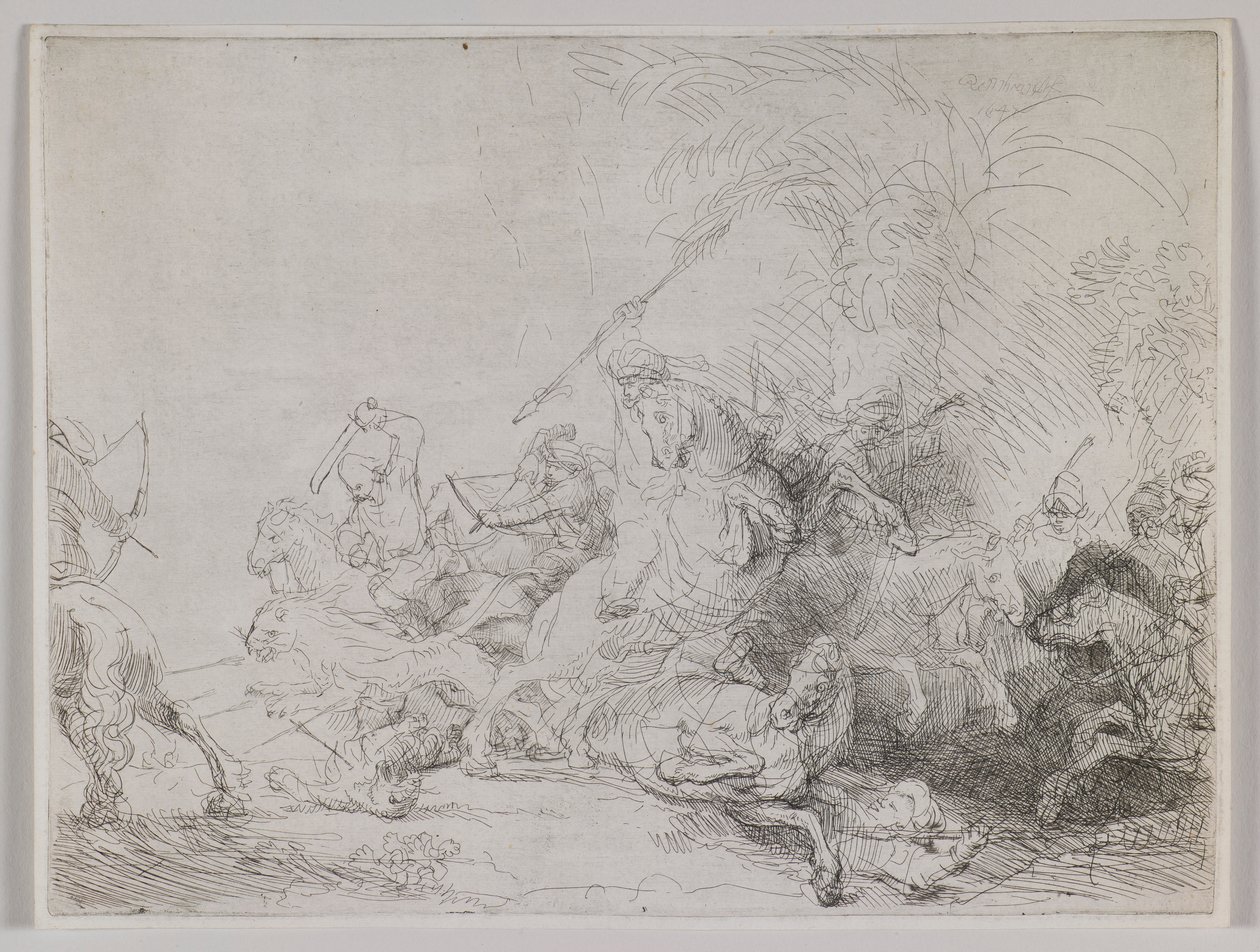 Den store løvejagt af Rembrandt van Rijn