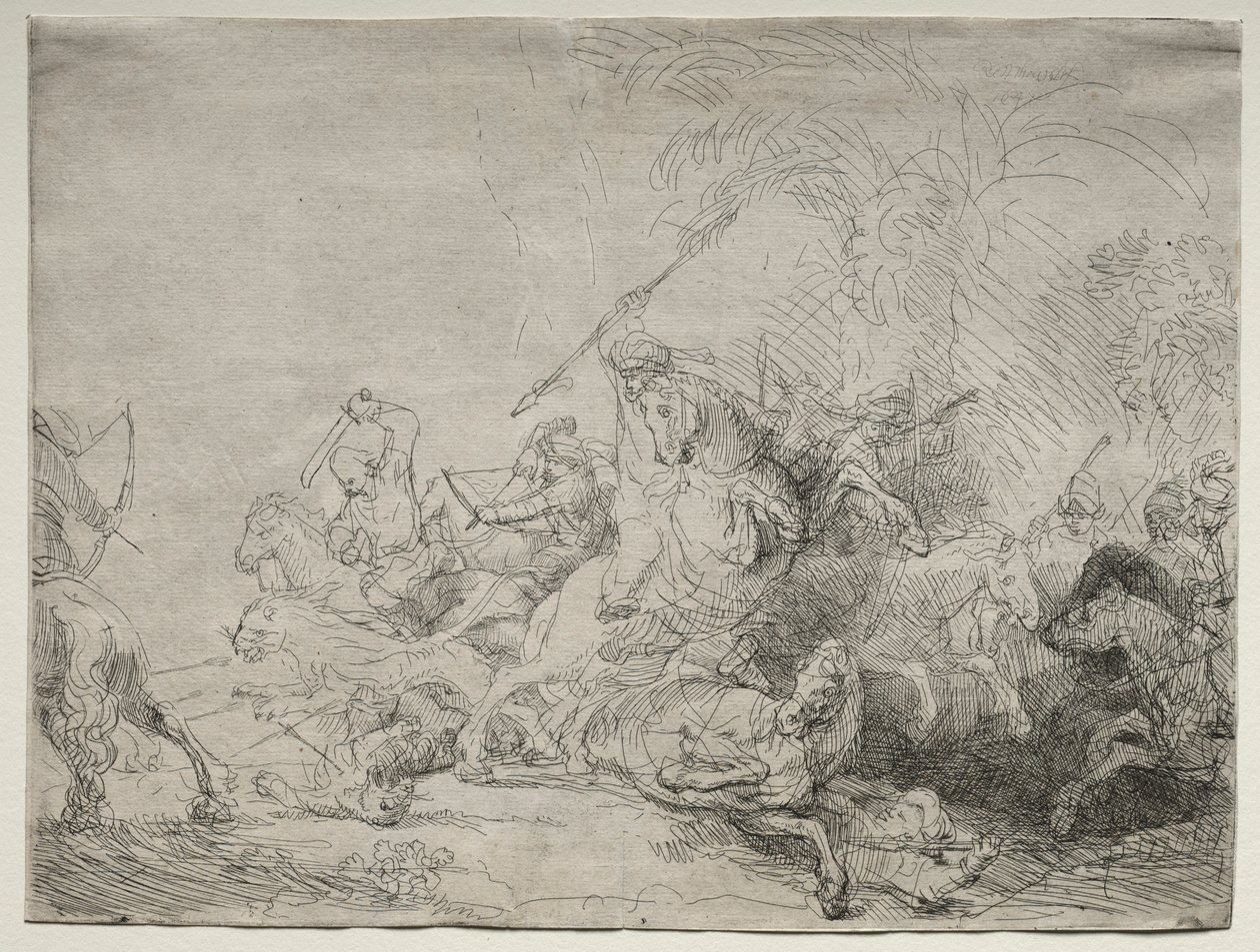 Den store løvejagt, 1641. af Rembrandt van Rijn
