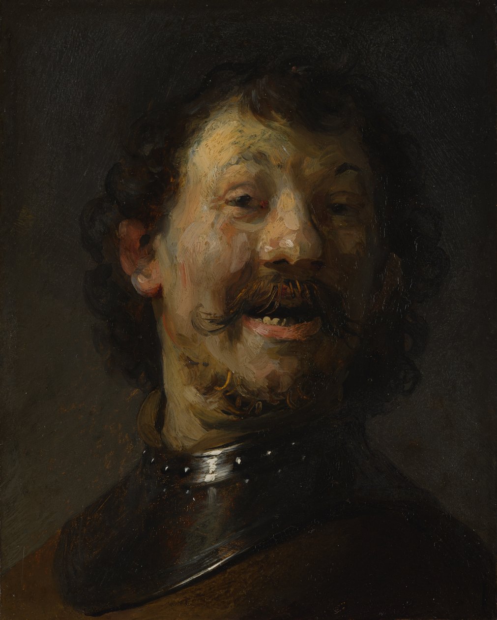 The Laughing Man, ca. 1629-1630 (olie på kobber på panel) af Rembrandt van Rijn