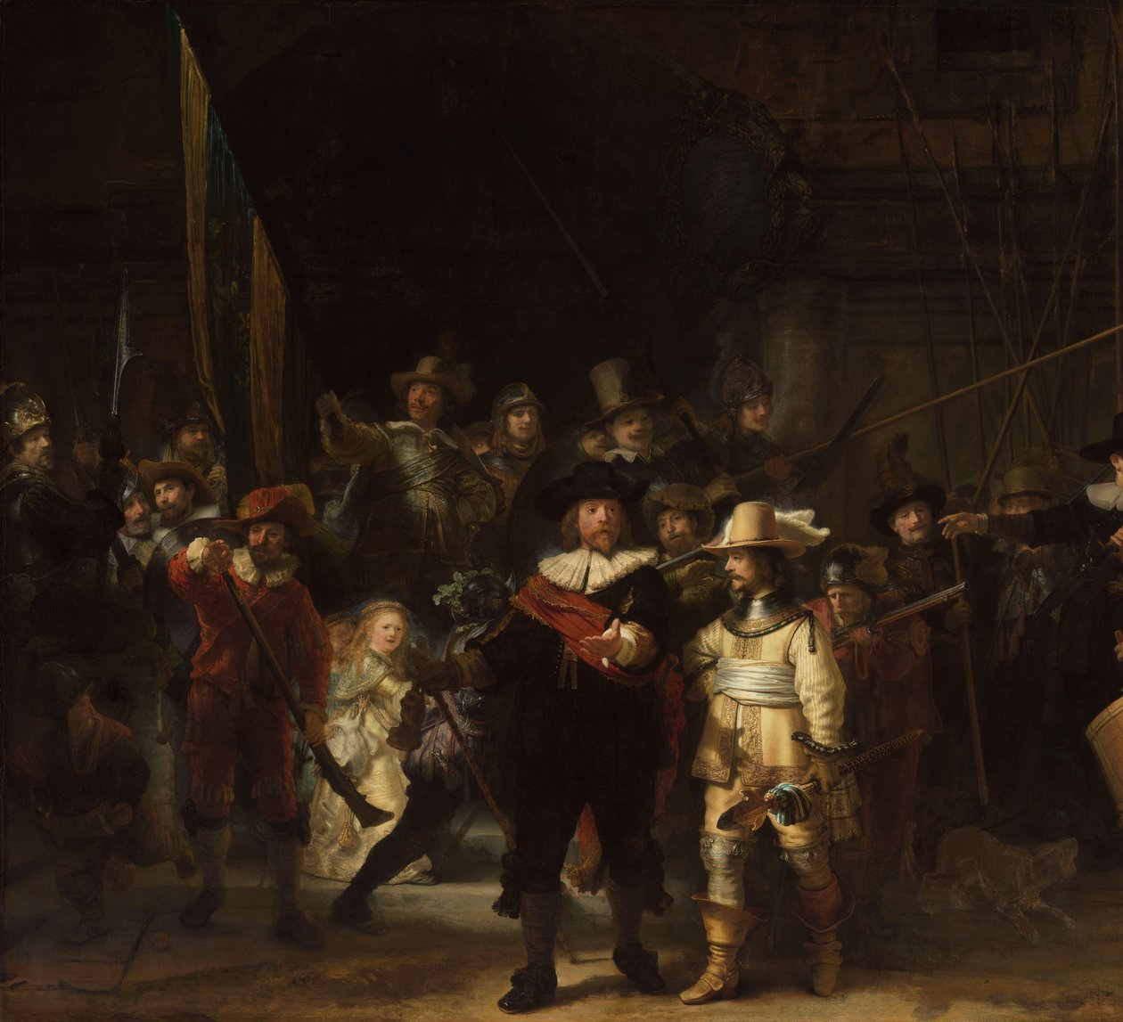 Nattevagten Officerer og andre borgergardister fra distrikt II i Amsterdam, under kommando af kaptajn Frans Banninck Cocq og løjtnant Willem van Ruytenburch, kendt som 