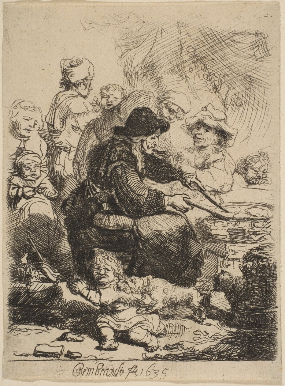 Pandekagekvinden, 1635. af Rembrandt van Rijn
