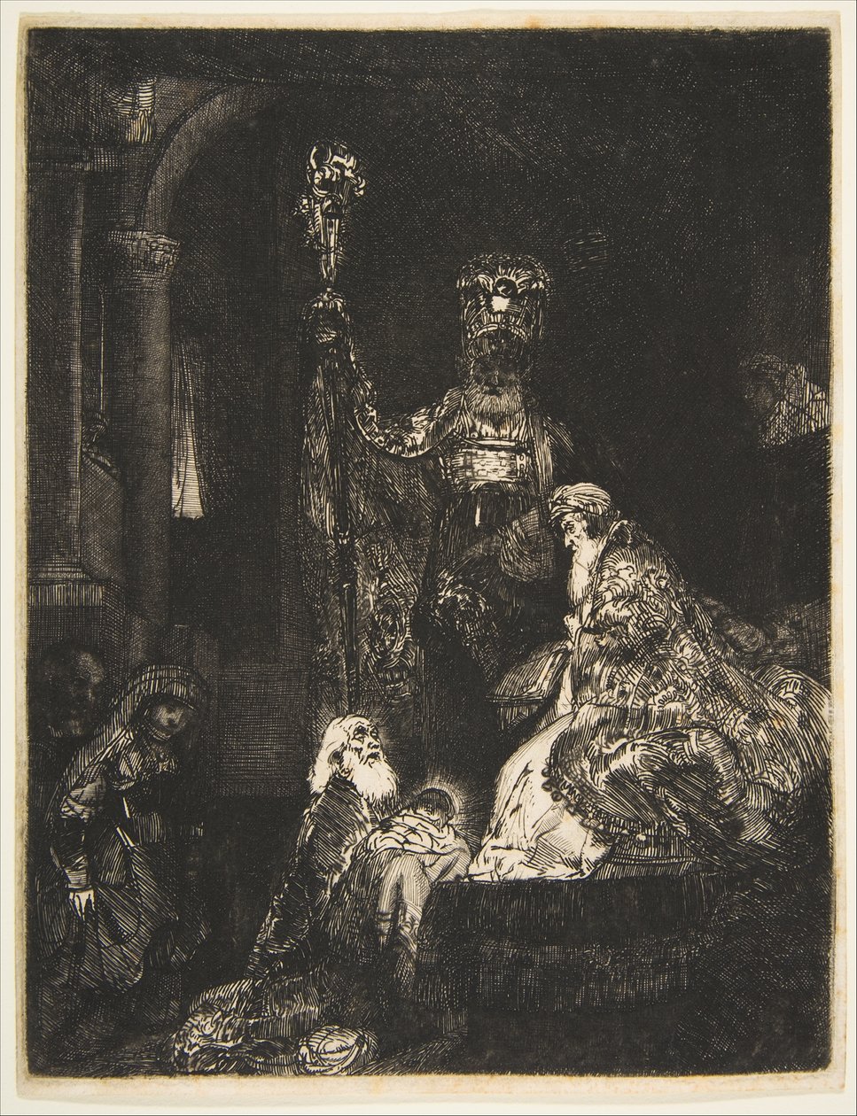 Præsentationen i templet på den mørke måde, ca. 1654. af Rembrandt van Rijn