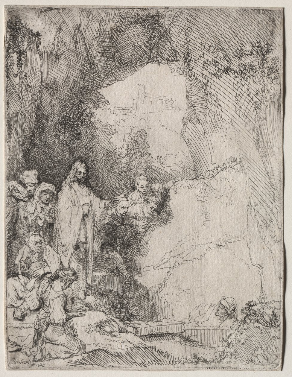 The Raising of Lazarus: Lille tallerken af Rembrandt van Rijn