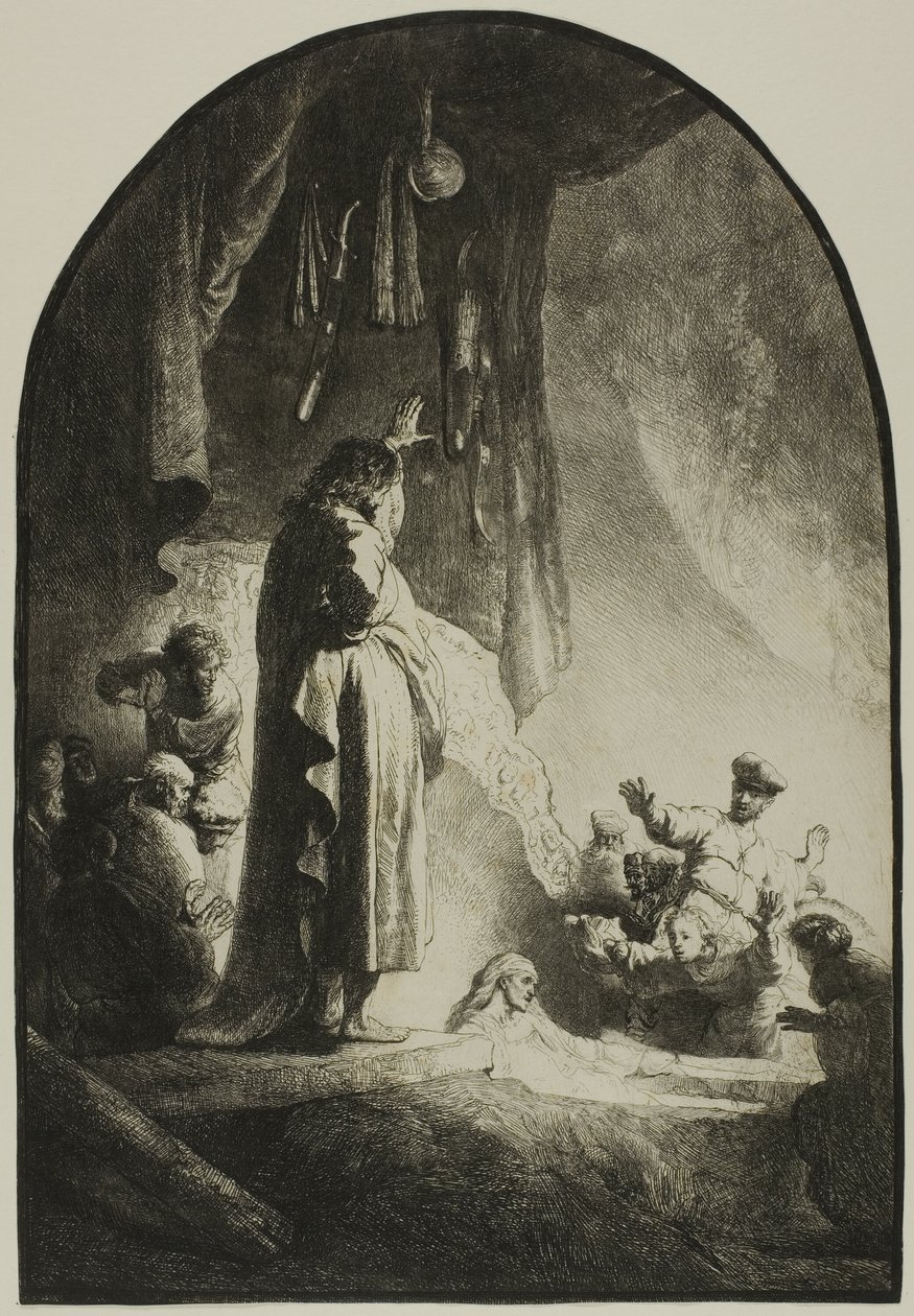 The Raising of Lazarus: The Larger Plate af Rembrandt van Rijn