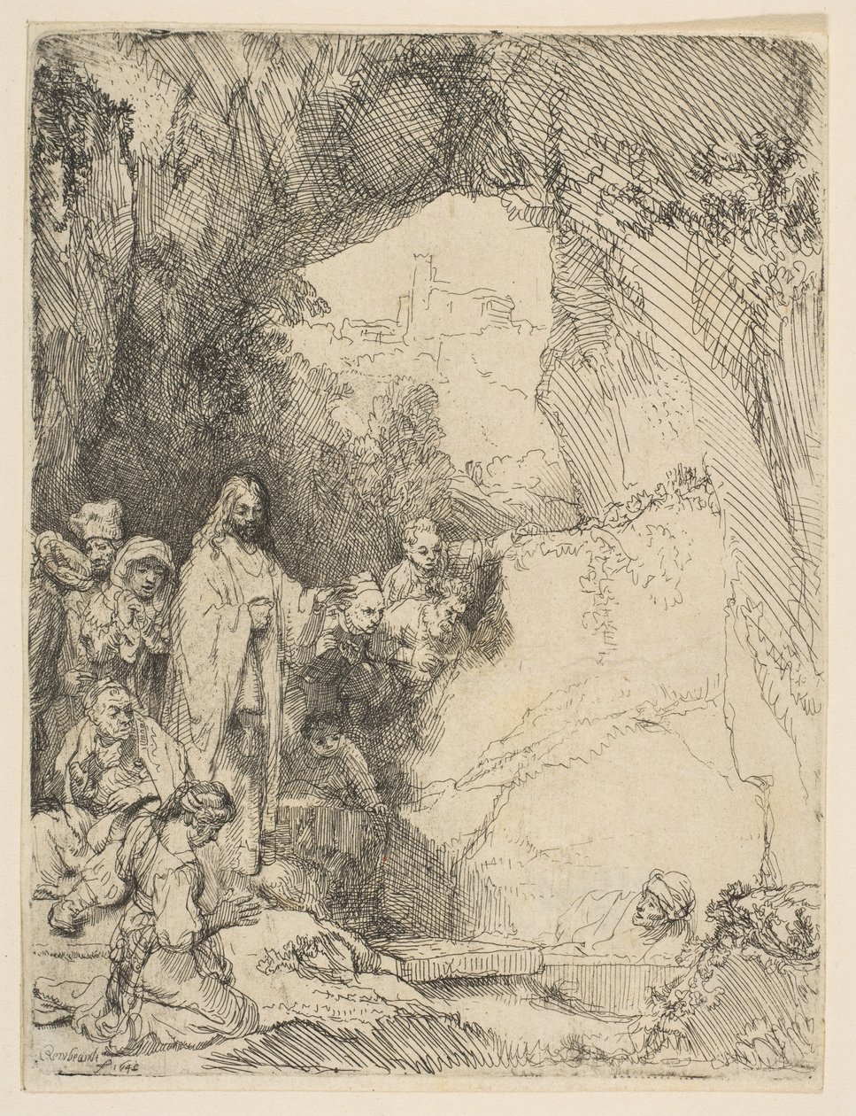 The Raising of Lazarus, lille tallerken, 1642. af Rembrandt van Rijn