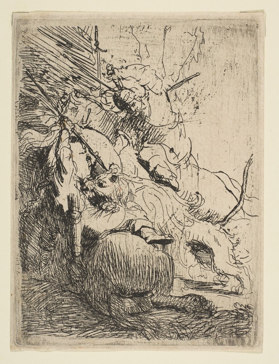 Den lille løvejagt med en løve, ca. 1629. af Rembrandt van Rijn