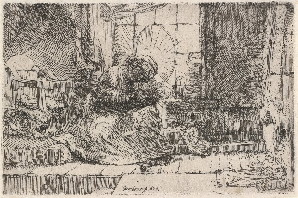 Jomfruen og barnet med katten og slangen, 1654. af Rembrandt van Rijn