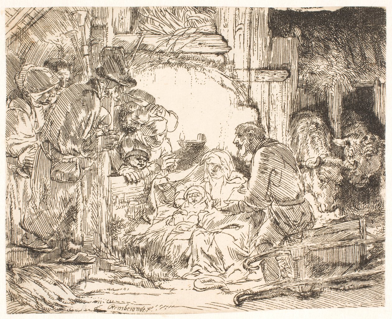 Hyrdernes tilbedelse (med lampen) af Rembrandt van Rijn