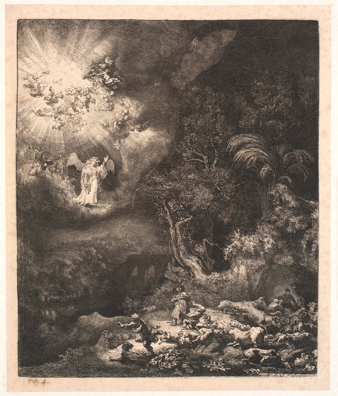 Englen viser sig for hyrderne af Rembrandt van Rijn