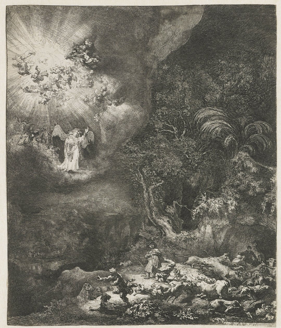 Englen viser sig for hyrderne af Rembrandt van Rijn