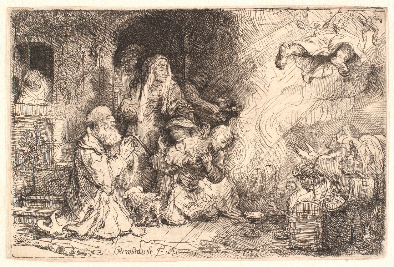 Englen afgår fra Tobits familie af Rembrandt van Rijn