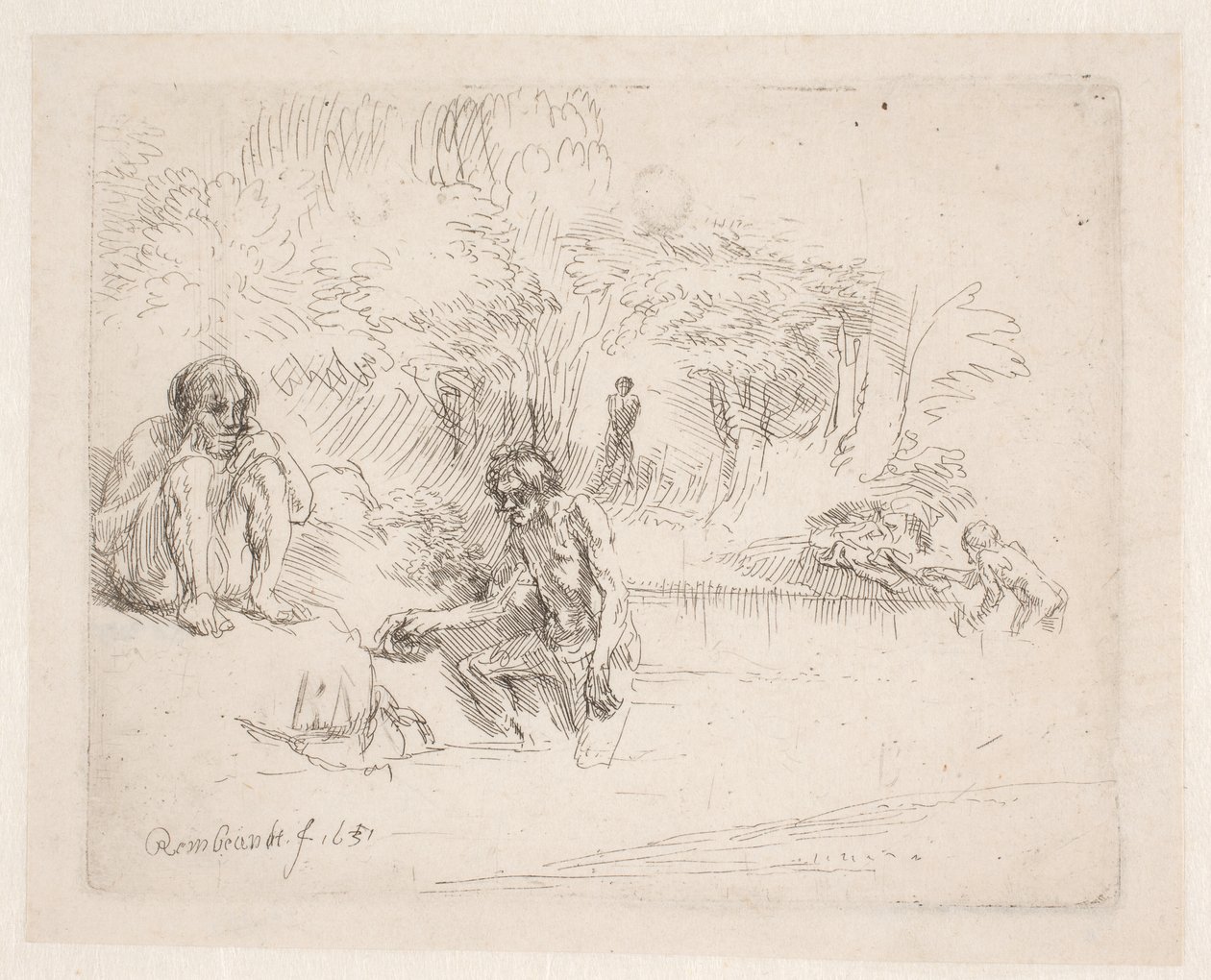 Badegæsterne af Rembrandt van Rijn