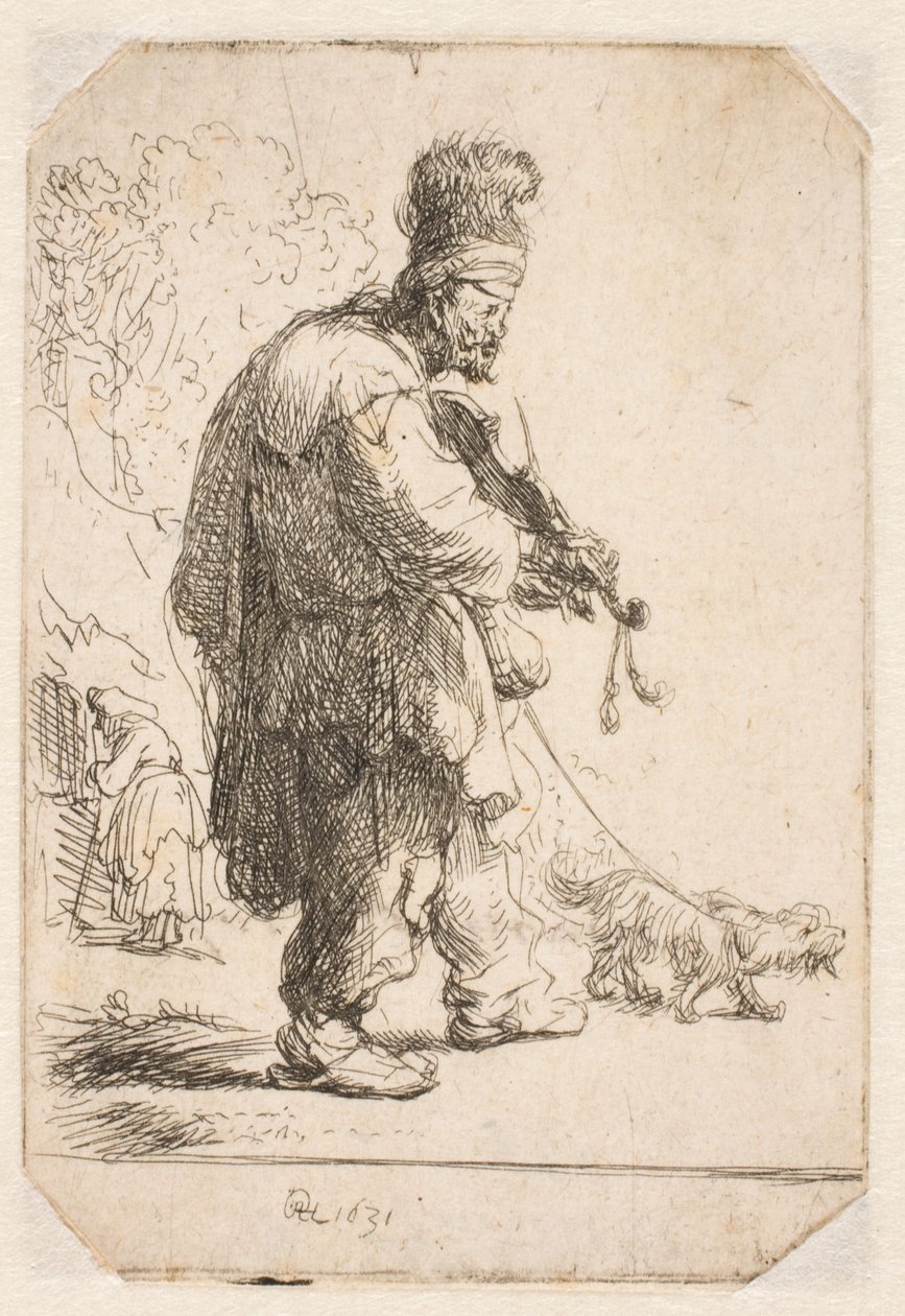 Den blinde violinist af Rembrandt van Rijn