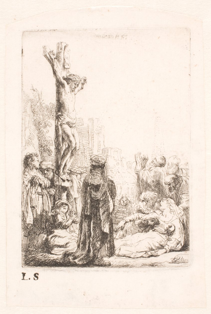 Korsfæstelsen: lille tallerken af Rembrandt van Rijn