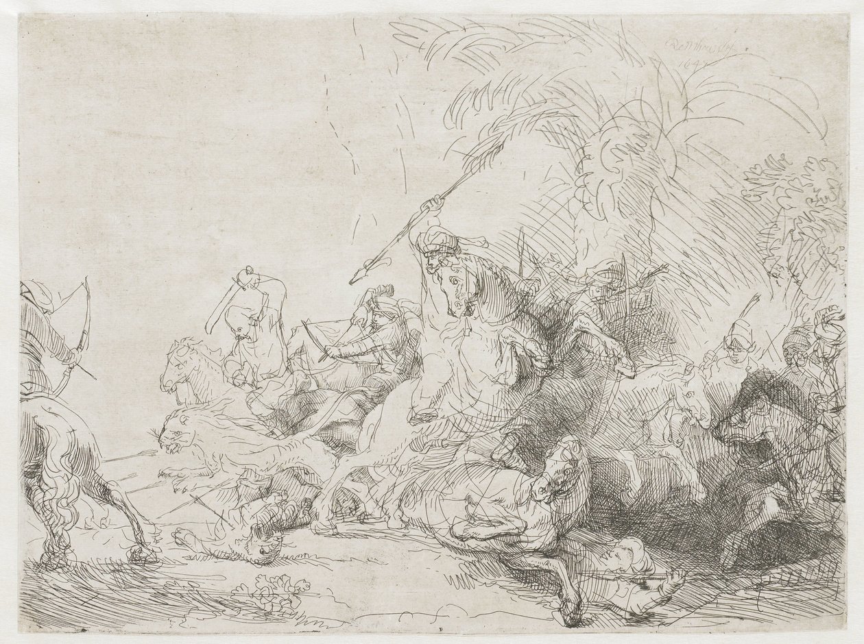 Den store løvejagt af Rembrandt van Rijn