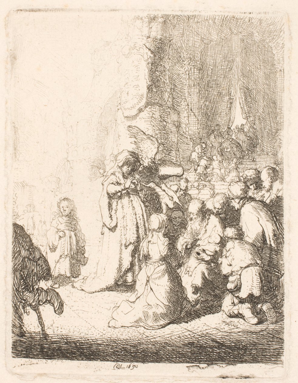 Fremvisningen i templet (med englen): den lille plade af Rembrandt van Rijn