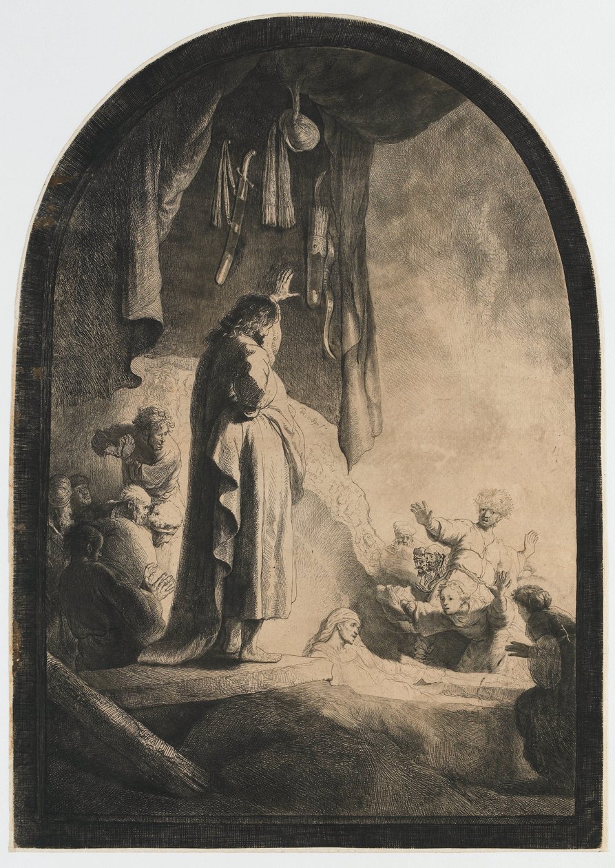 Rejsningen af Lazarus: den større tallerken af Rembrandt van Rijn