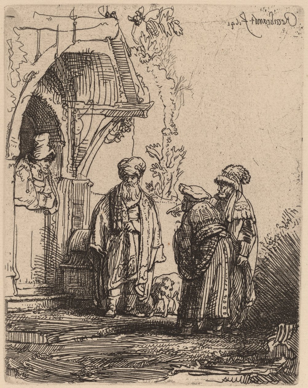 Tre orientalske figurer (Jacob og Laban?) af Rembrandt van Rijn