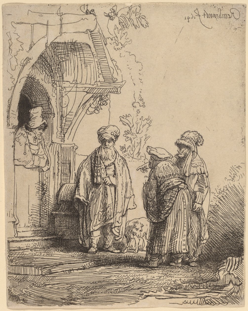 Tre orientalske figurer (Jacob og Laban?) af Rembrandt van Rijn