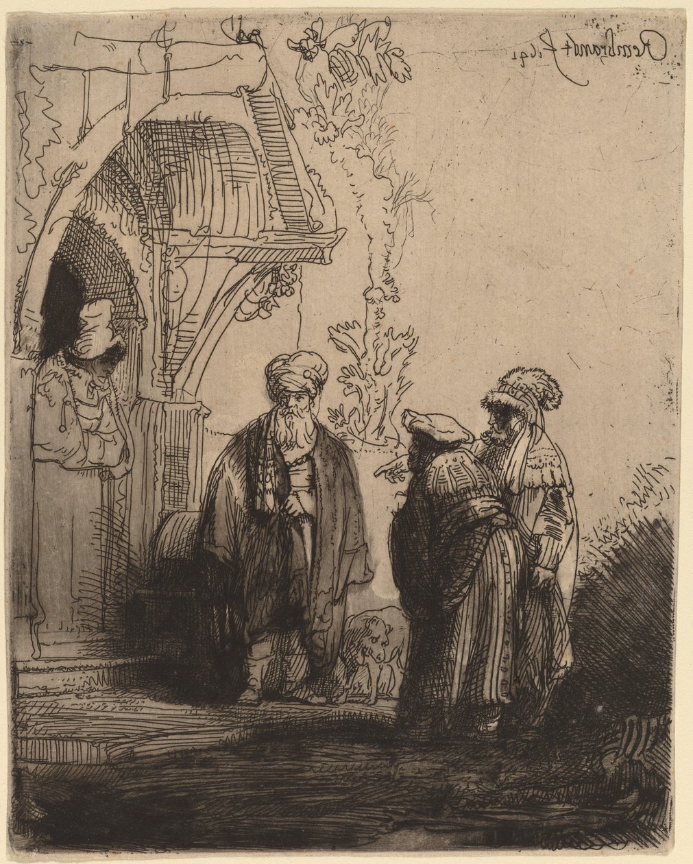 Tre orientalske figurer (Jacob og Laban?) af Rembrandt van Rijn