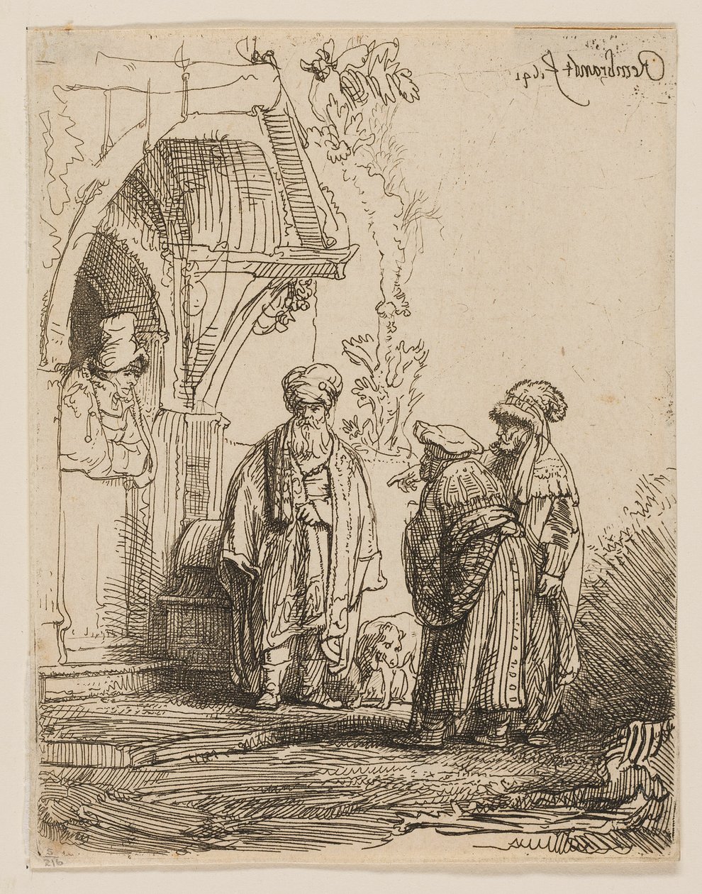 Tre orientalske figurer (Jacob og Laban?) af Rembrandt van Rijn