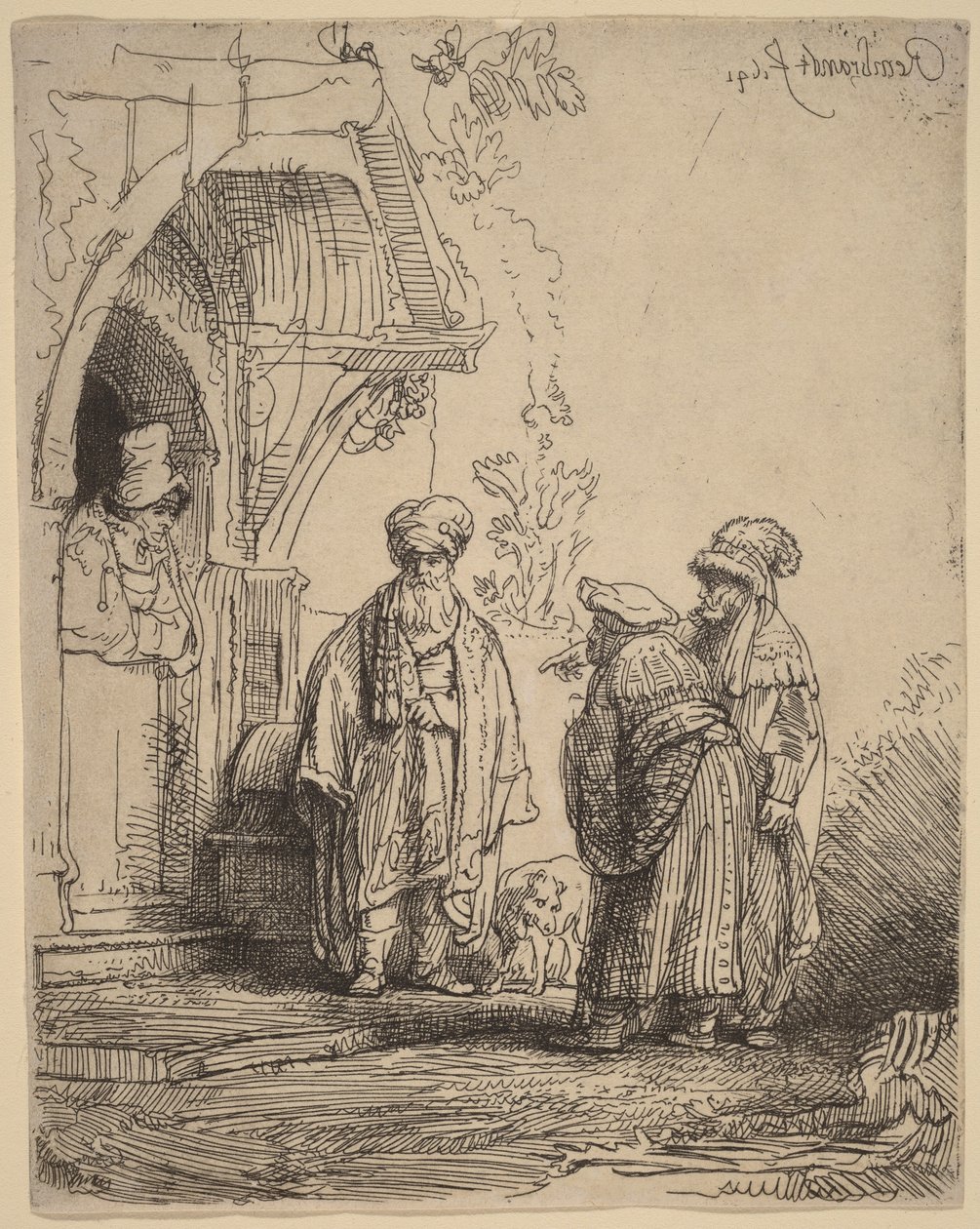 Tre orientalske figurer (Jakob og Laban) af Rembrandt van Rijn
