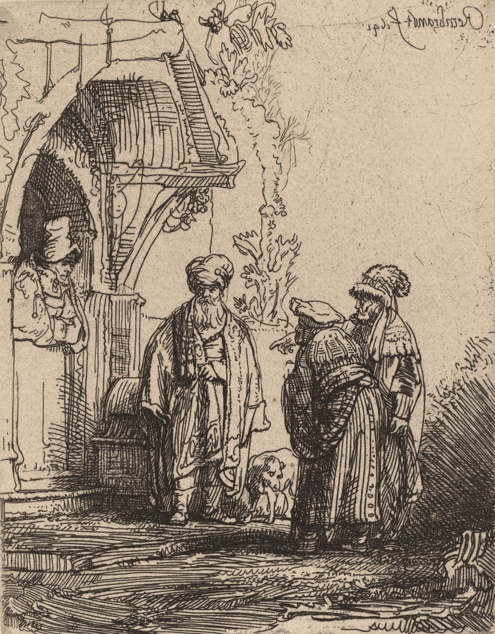 Tre orientalske skikkelser Jacob og Laban, 1641. af Rembrandt van Rijn