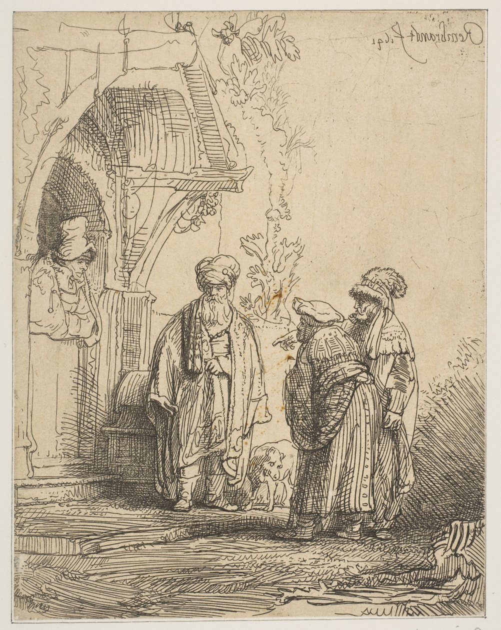 Tre orientalske skikkelser Jacob og Laban, 1641. af Rembrandt van Rijn