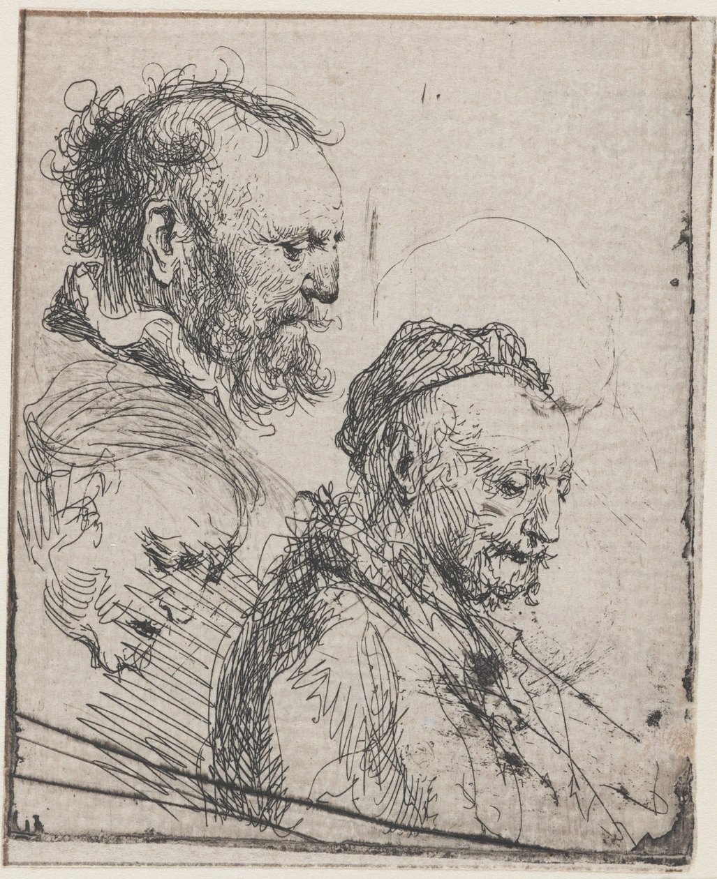 Tre studier af gamle mænds hoveder af Rembrandt van Rijn