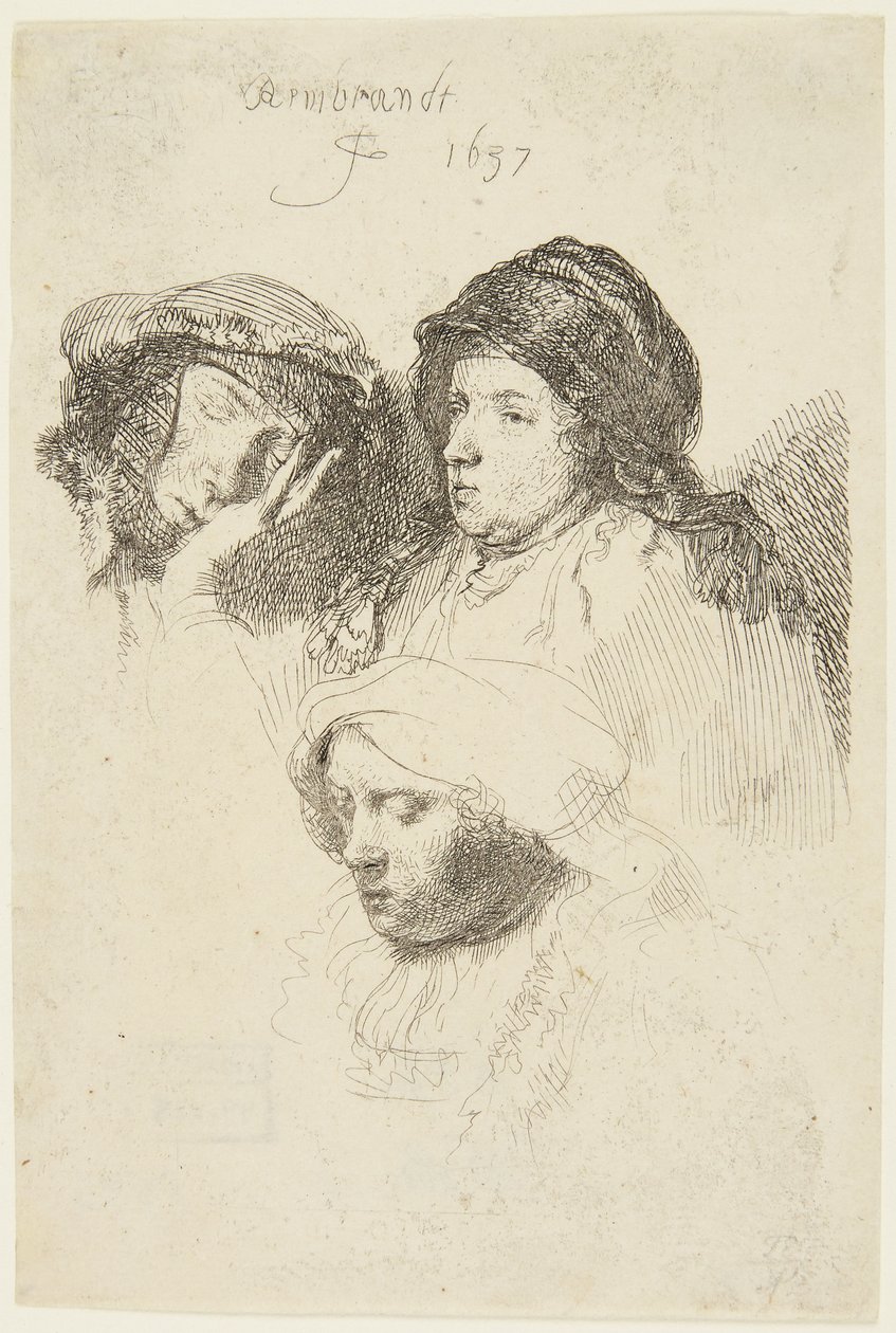 Tre kvindehoveder af Rembrandt van Rijn