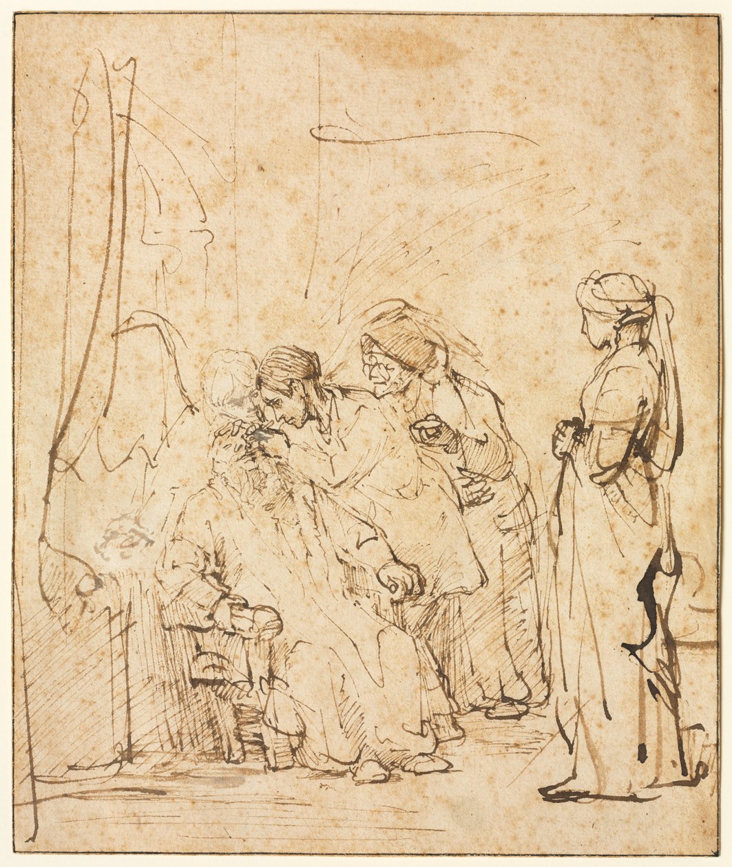 Tobias helbreder sin fars blindhed, ca. 1640-45. af Rembrandt van Rijn