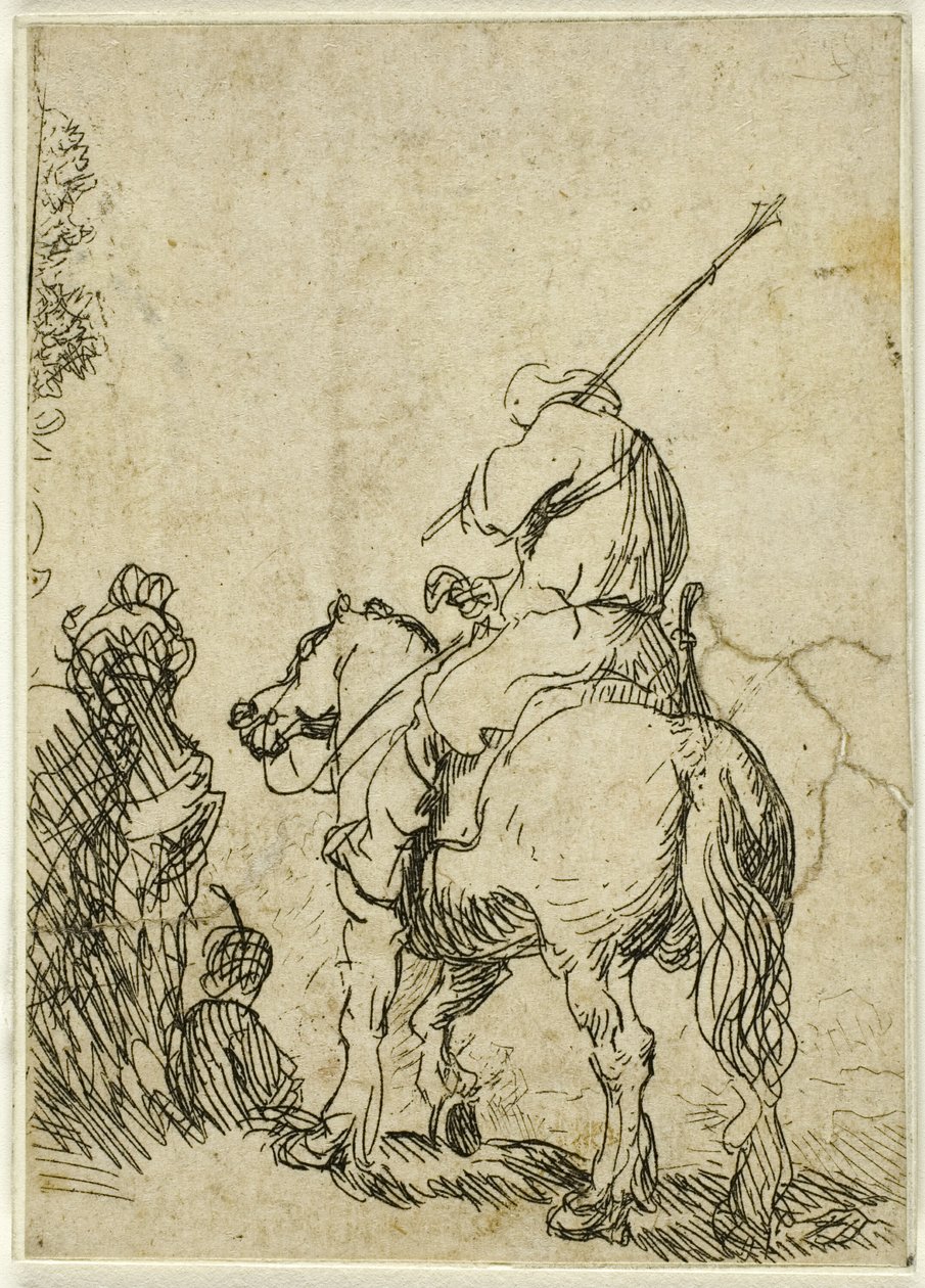 Turbansoldat til hest af Rembrandt van Rijn