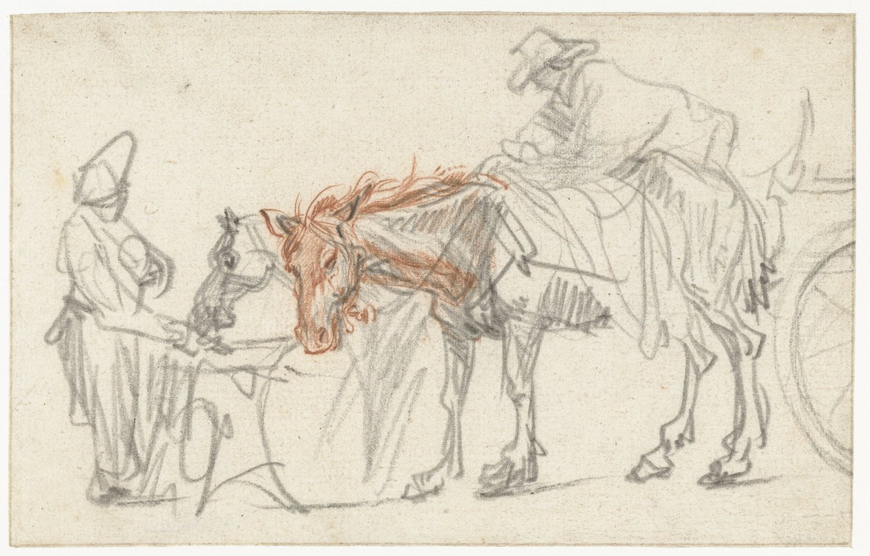 To heste ved en rasteplads af Rembrandt van Rijn