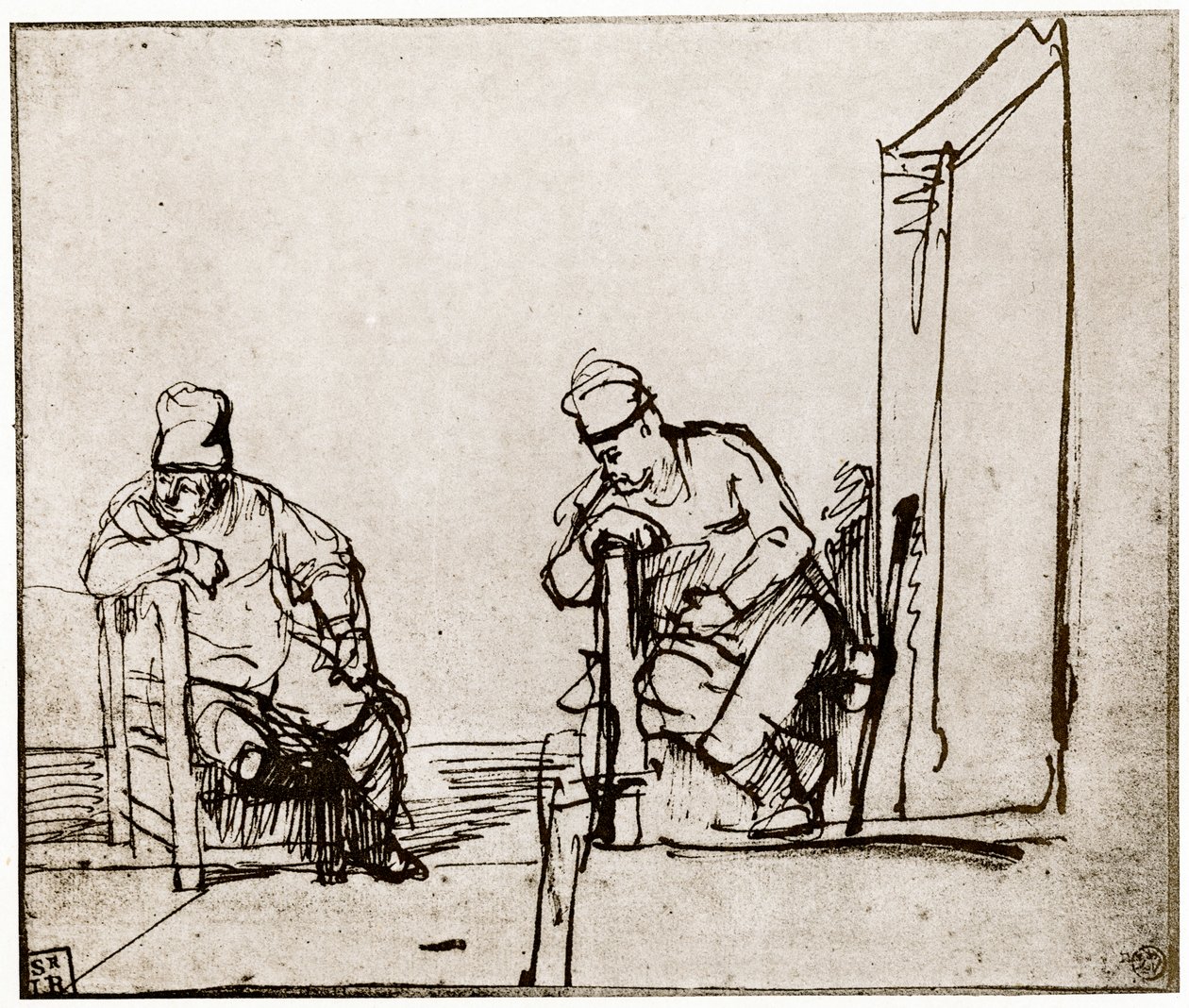 To mænd siddende ved en døråbning, 1913. af Rembrandt van Rijn