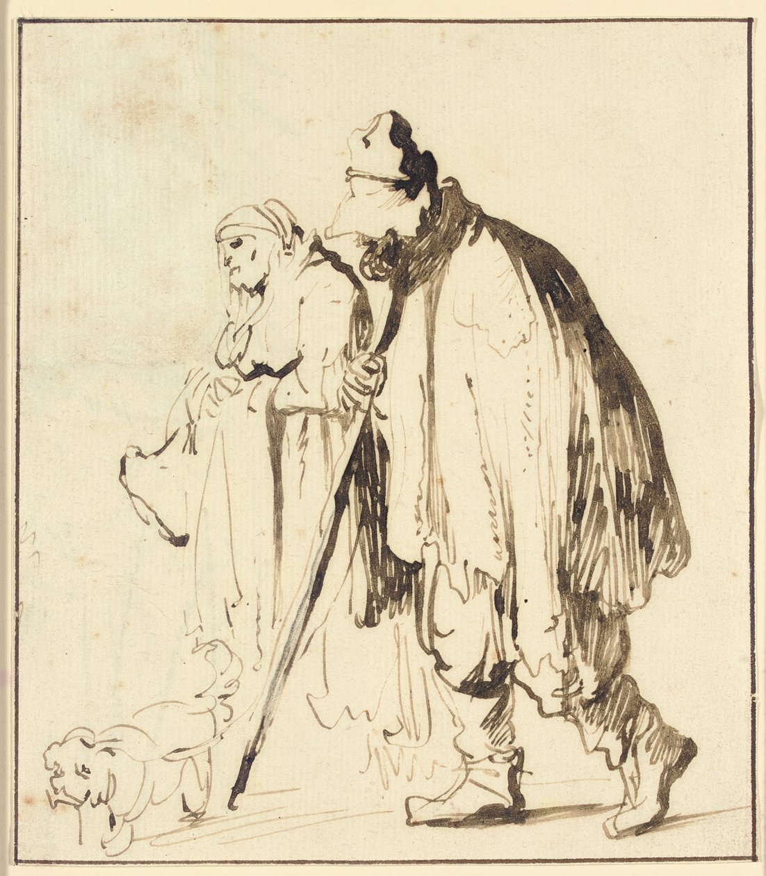 Omstrejfende par med en hund af Rembrandt van Rijn