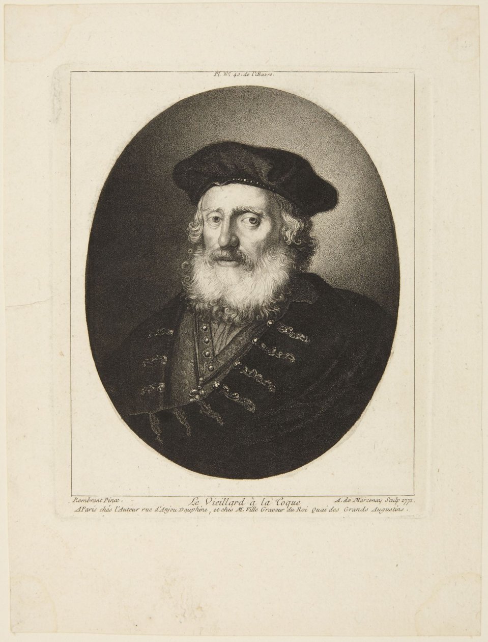 Gammel mand med baret af Rembrandt van Rijn
