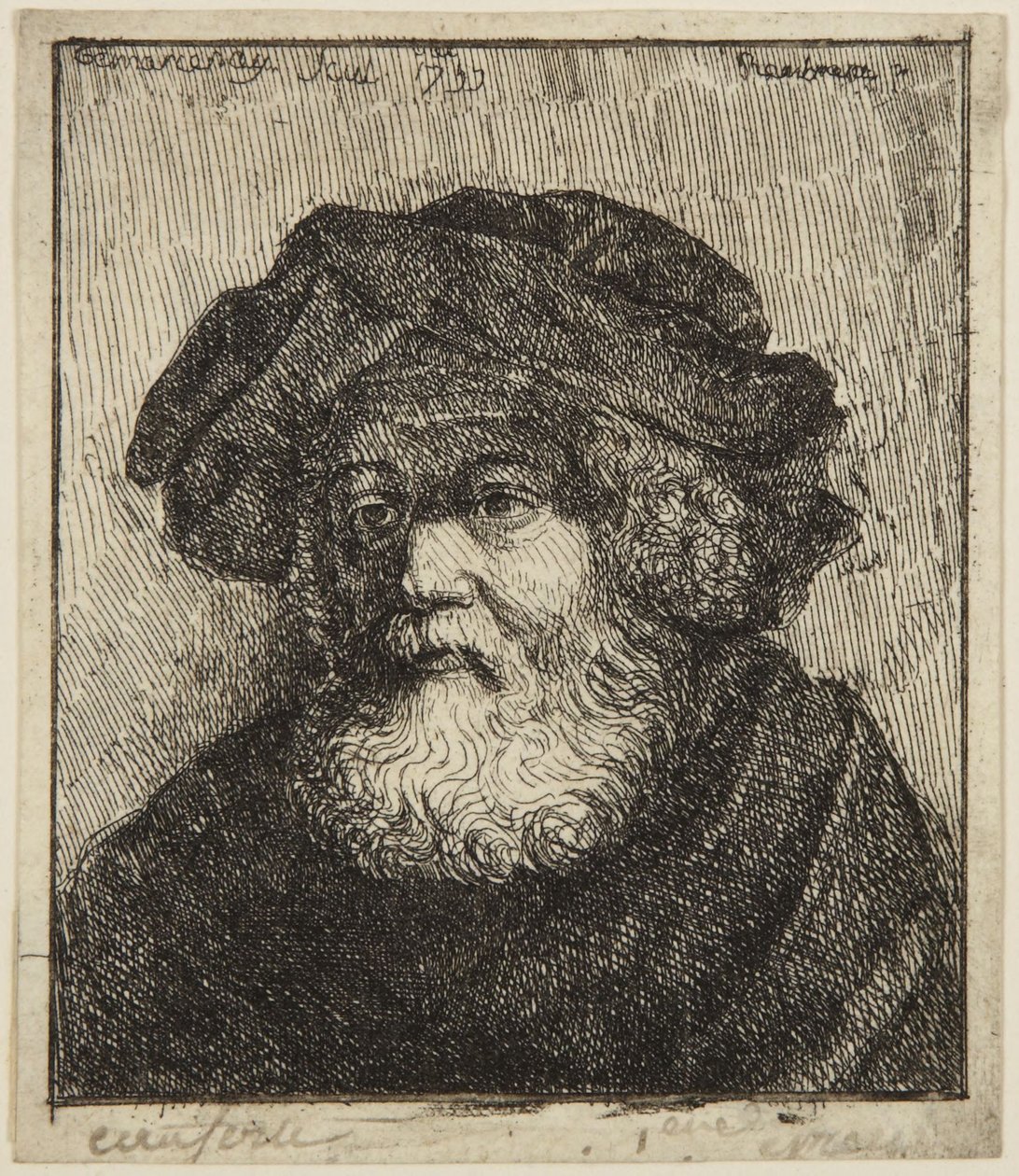 Gammel mand med hue af Rembrandt van Rijn