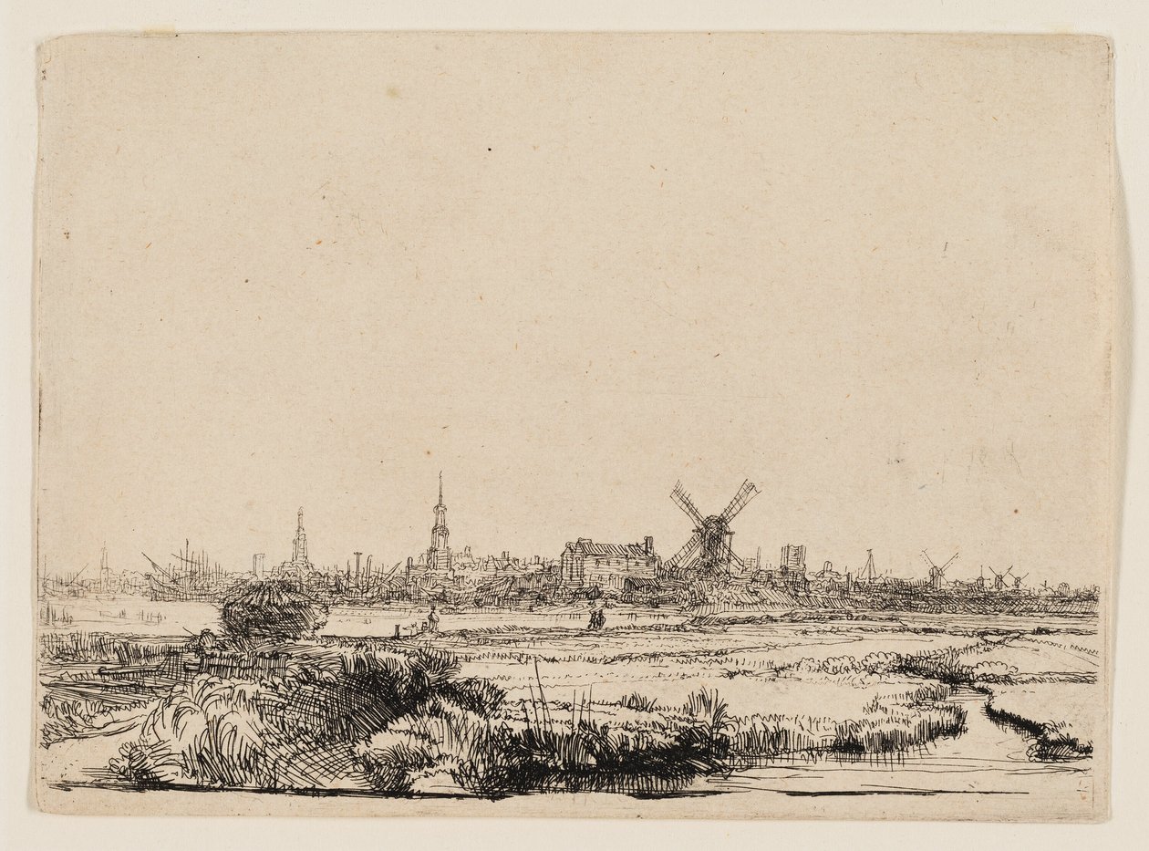Udsigt over Amsterdam fra Kadijk af Rembrandt van Rijn